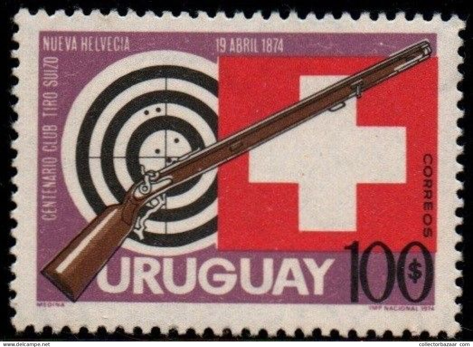 1974 Uruguay Rifle Target And Swiss Flag  #877 ** MNH - Uruguay