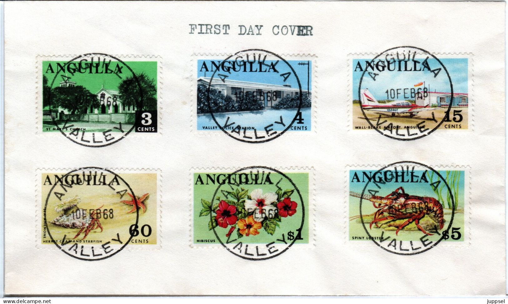 ANGUILLA, FDC,  Lobster, Crab, Seastar   /   Lettre De Première Jour, Hommard, Crabe, L`étoile De Mer   1968 - Marine Life