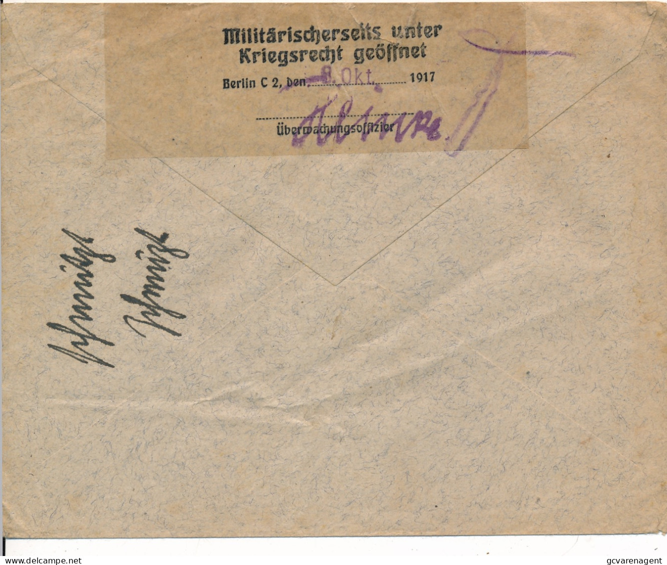 COVER  30 - 9 - 1917  KONSTANTINOPEL TO ?? MILITÄRISCHERSELTS UNTER KRIEGSRECHT GEÖFFNET BERLIN 8 OKT 1917  FELDPOST - Lettres & Documents