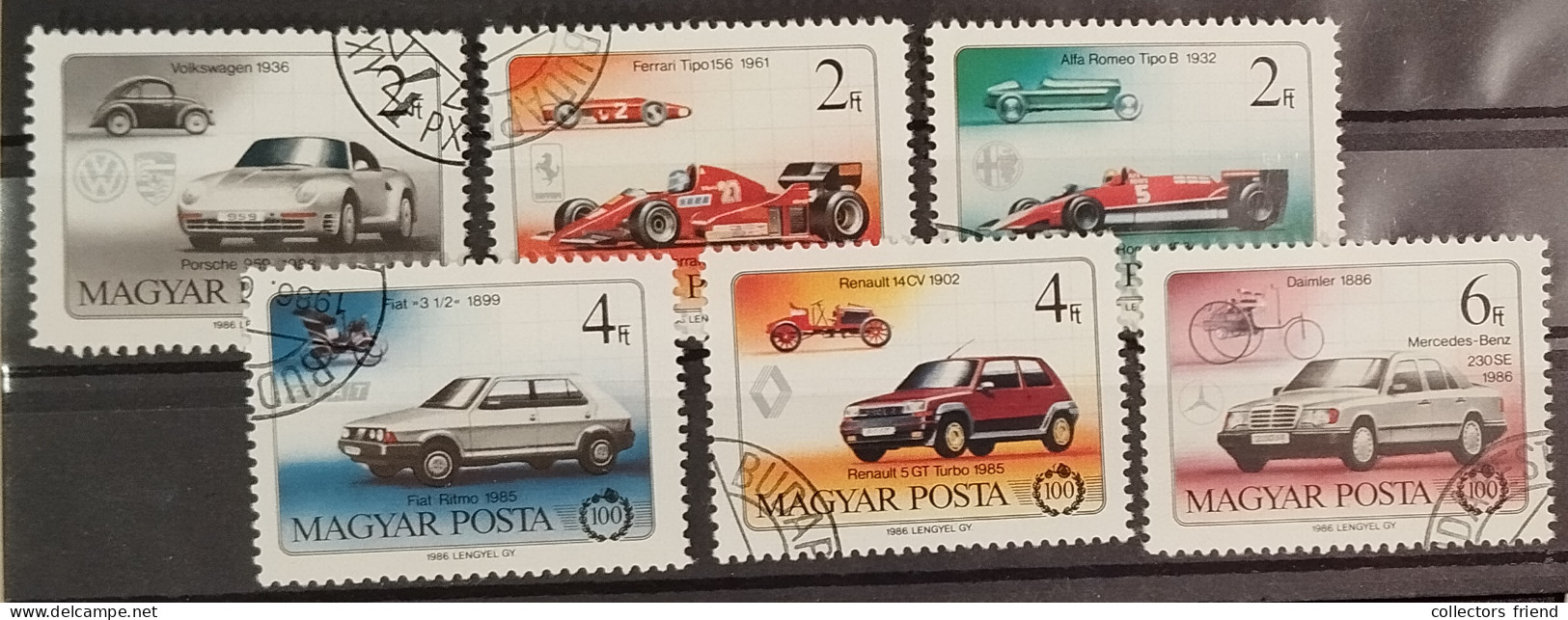 HUNGARY - 1986 - Automobile Centenary - Cpl.Set - Used - Cars