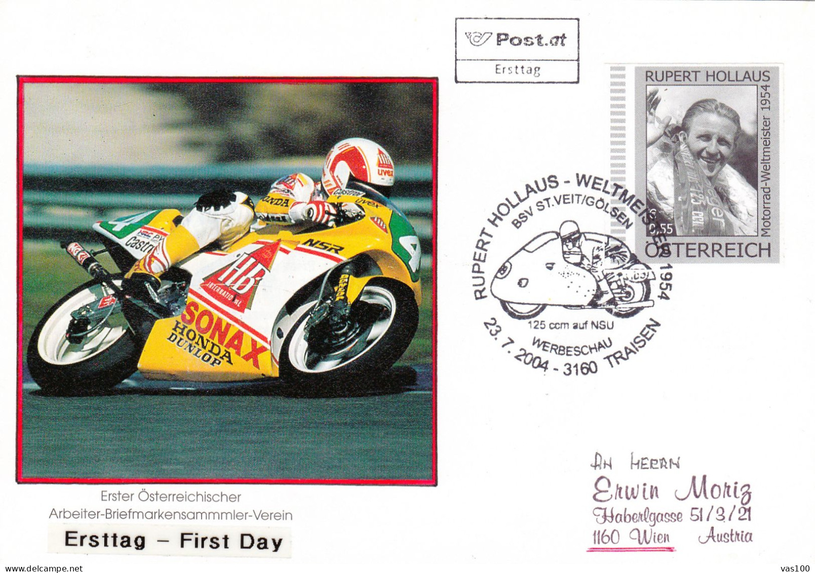 MOTORBIKES ERSTTAG-FISRT DAY COVERS FDC 2004 AUSTRIA - Motorräder