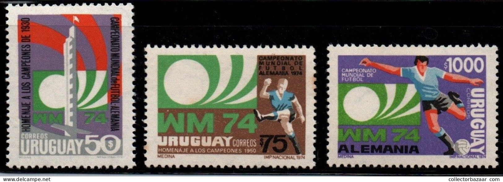 1974 Uruguay Montevideo Stadium Tower Soccer Player Games Emblem  Championship Munich 1974 #879 - 881 ** MNH - Uruguay