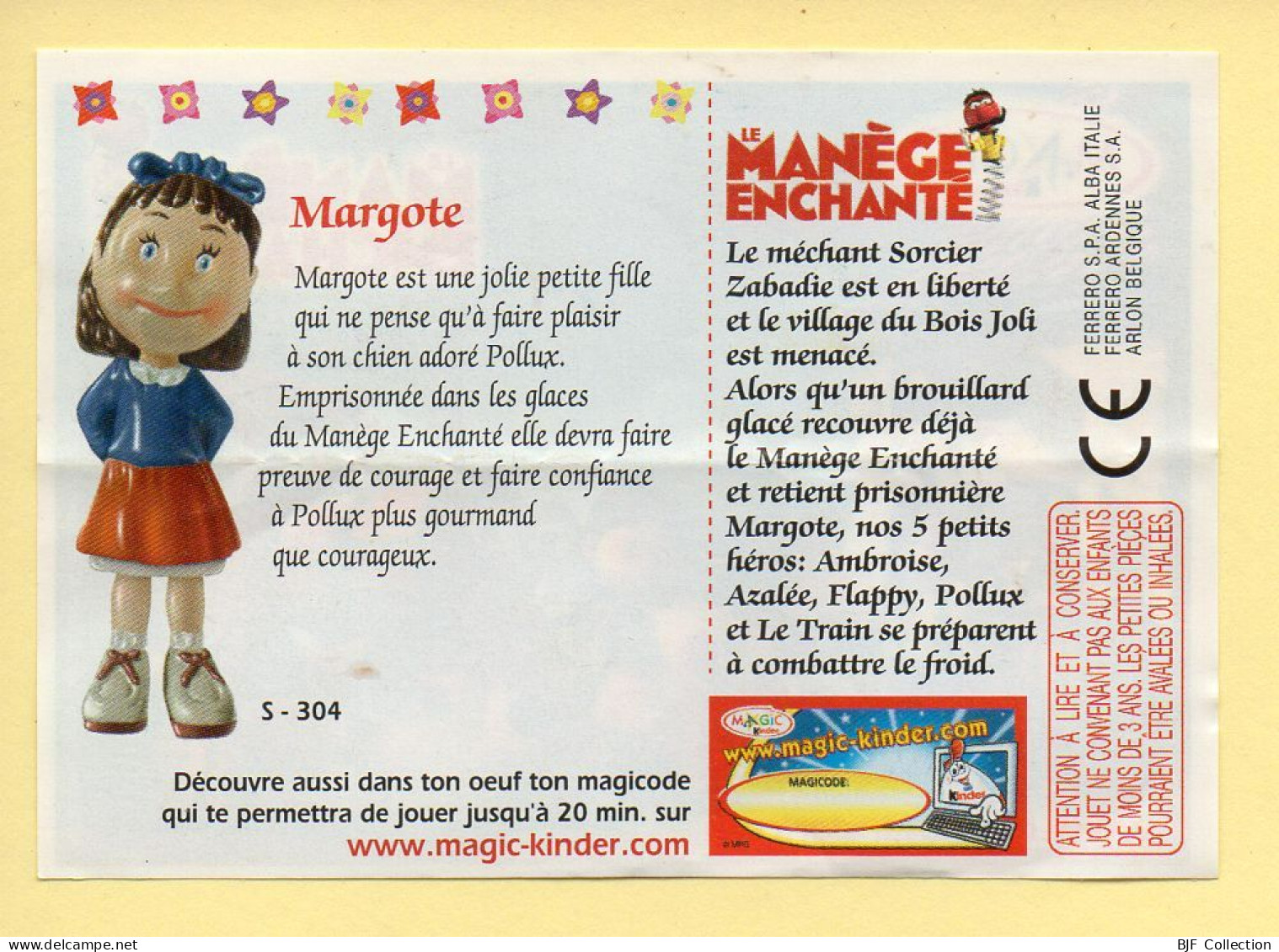 Kinder : BPZ N° S - 304 : Margote / Série Le Manège Enchanté - Instrucciones