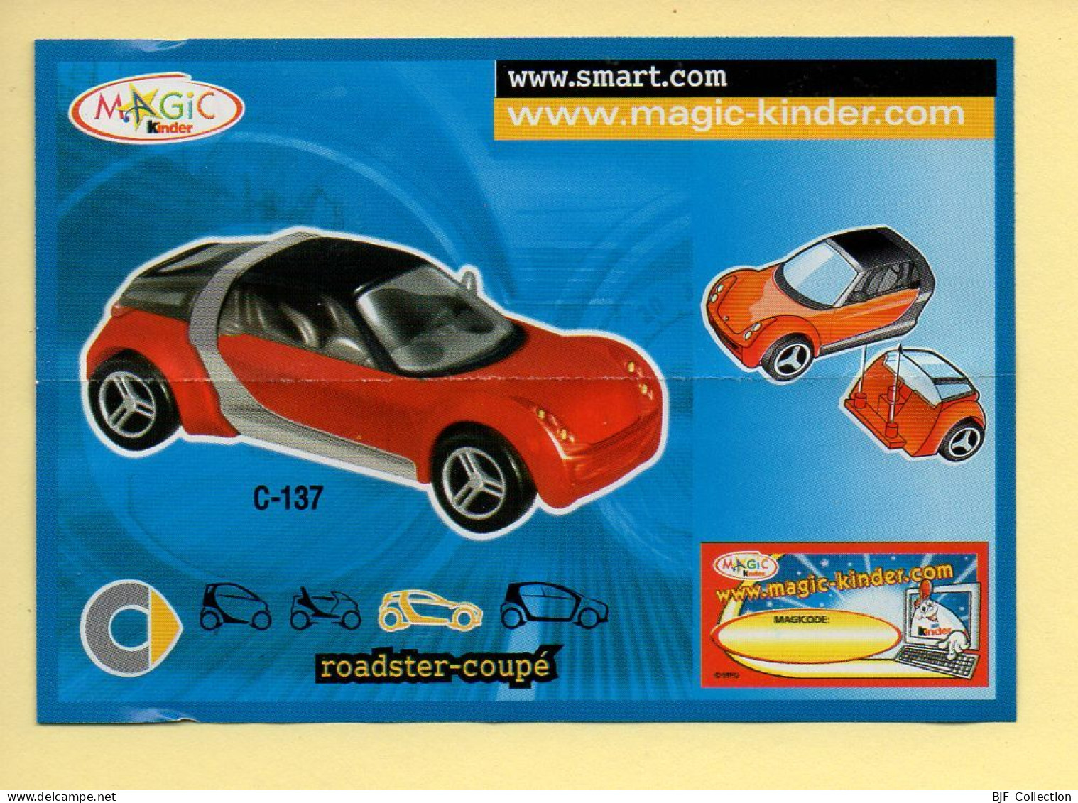 Kinder : BPZ N° C-137 : Série Voitures / Smart / Roadster-coupé - Instrucciones