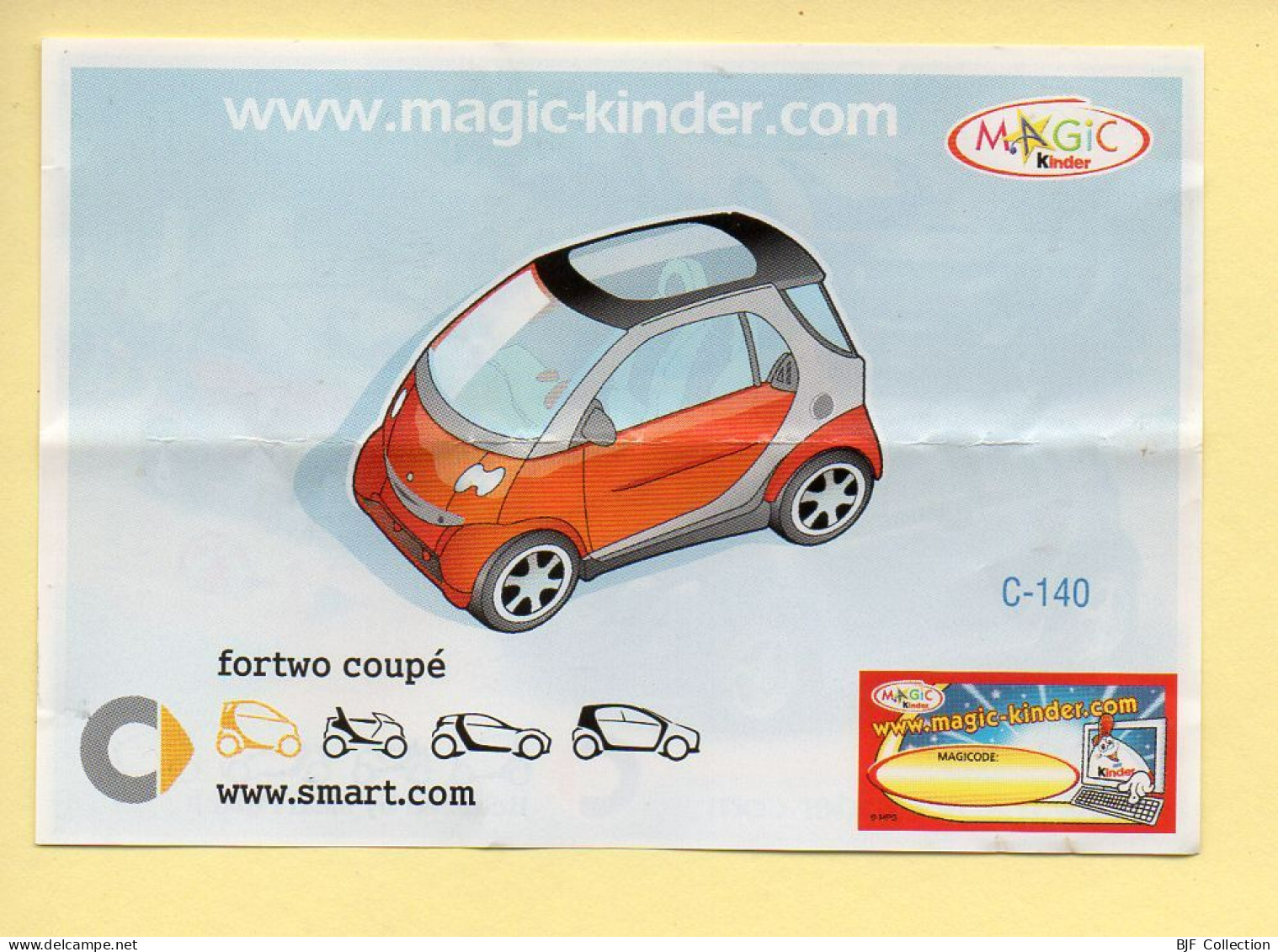 Kinder : BPZ N° C-140 : Série Voitures / Smart / Fortwo Coupé - Instrucciones