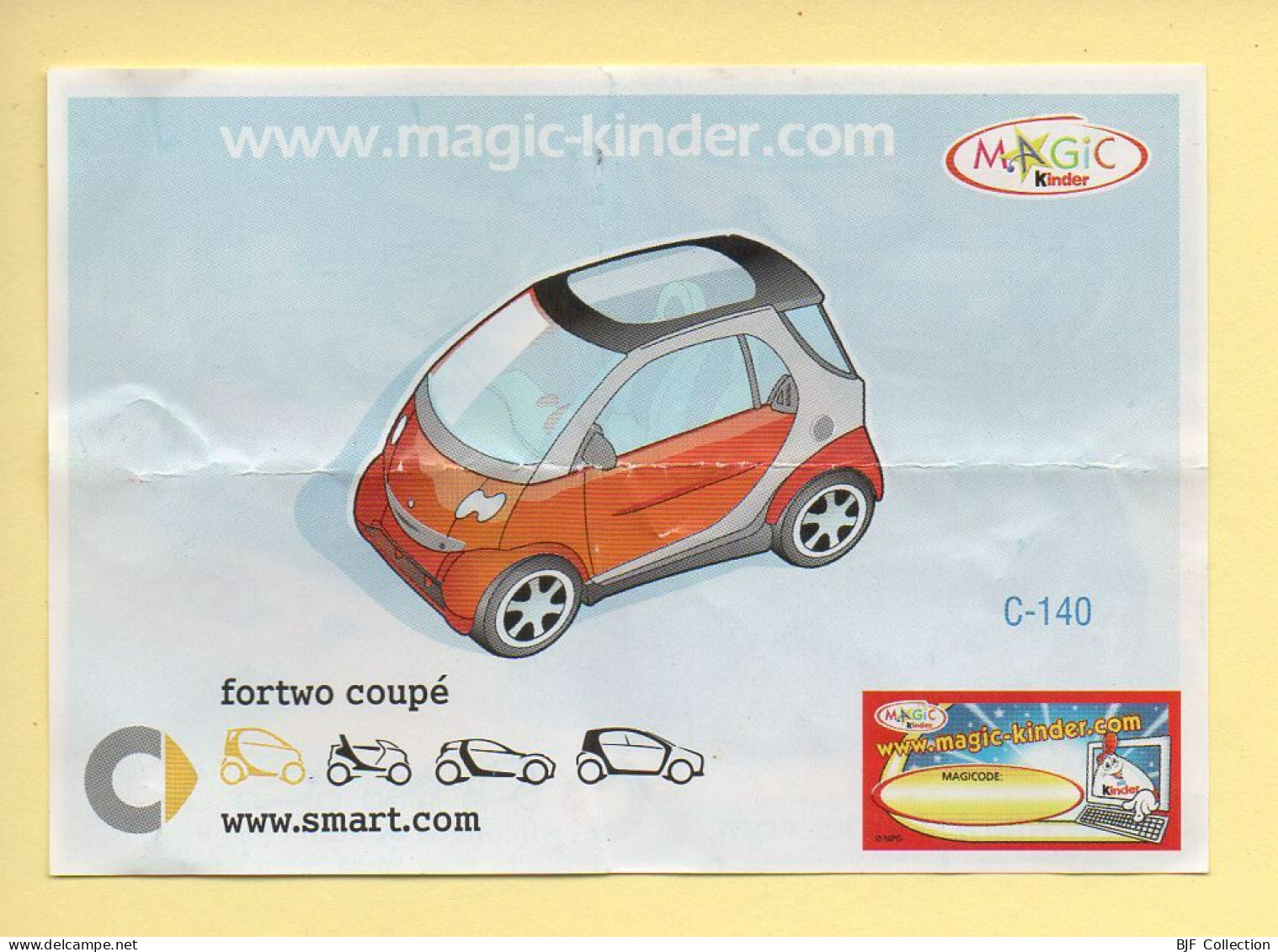 Kinder : BPZ N° C-140 : Série Voitures / Smart / Fortwo Coupé - Notes