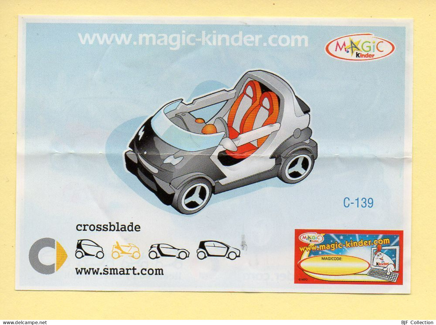 Kinder : BPZ N° C-139 : Série Voitures / Smart / Crossblade - Istruzioni