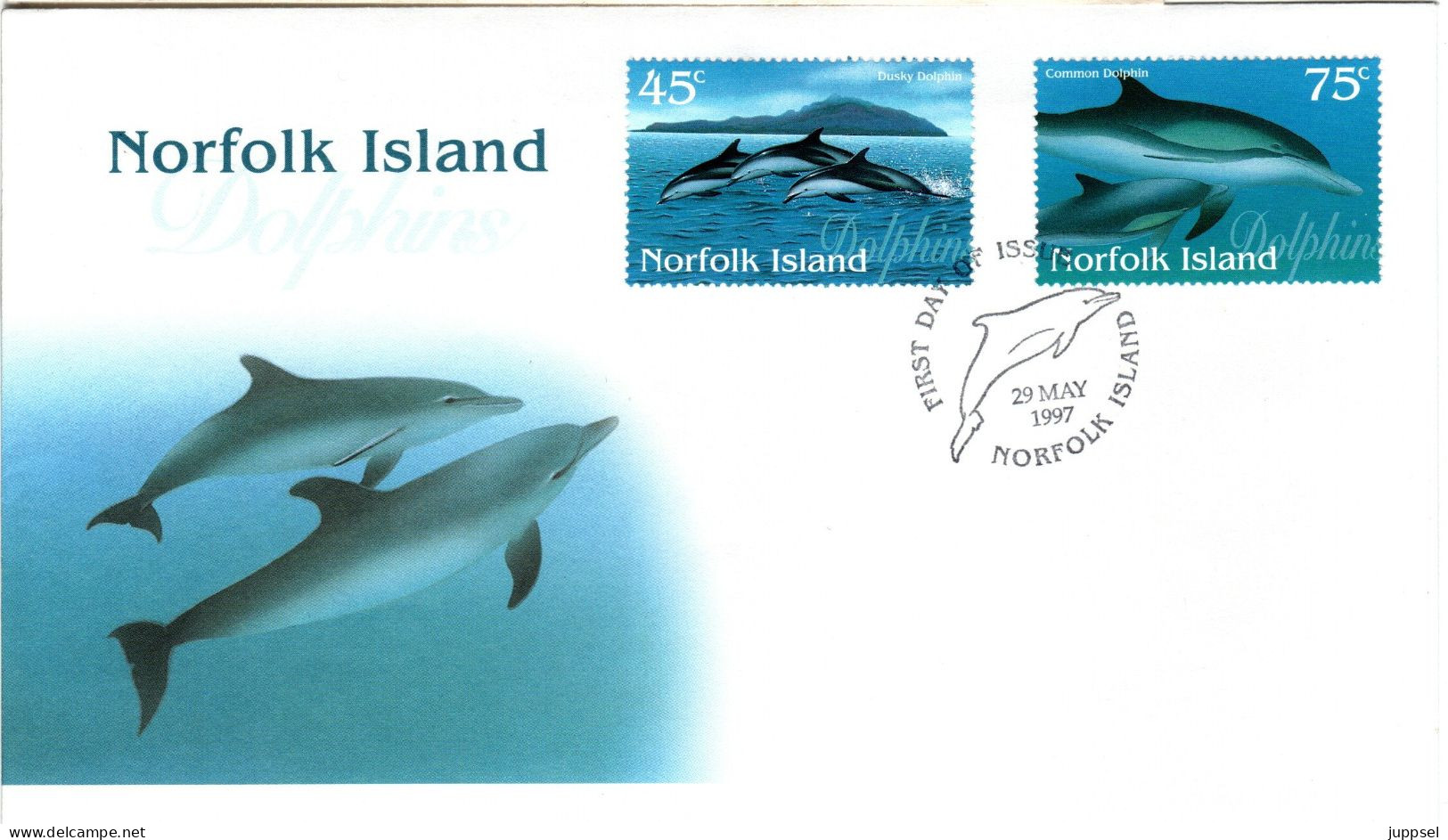 NORFOLK ISLANDS, FDC, Delphins   /   Lettre De Première Jour, Dauphins - Delfines