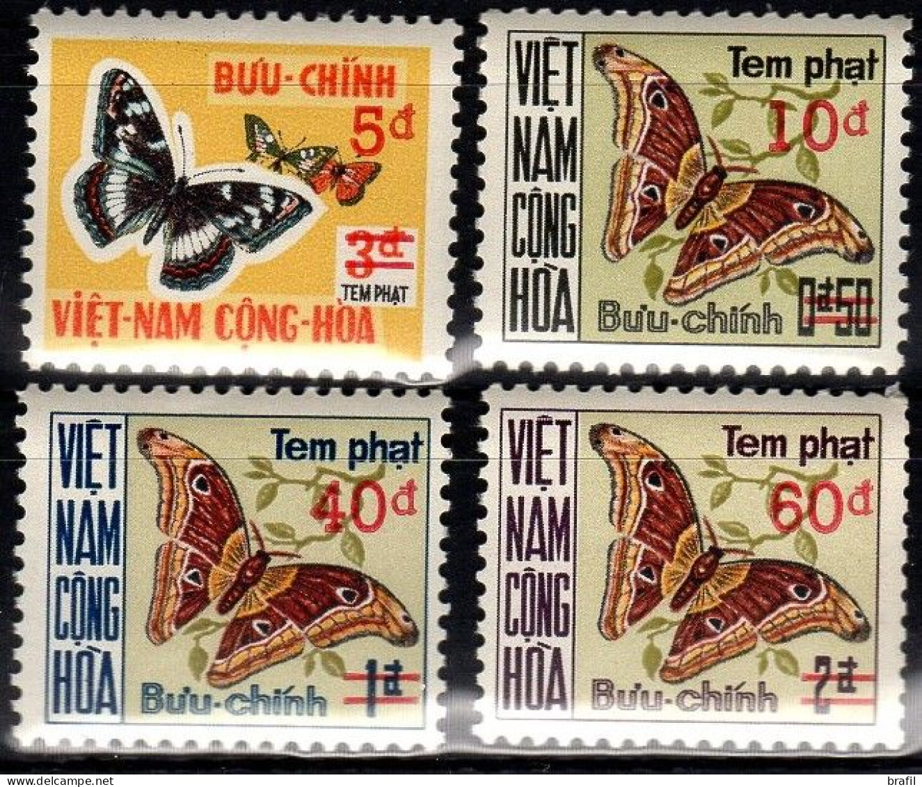 1974 Vientnam Del Sud, Farfalle  Segnatasse, Serie Completa Nuova (**) - Vietnam