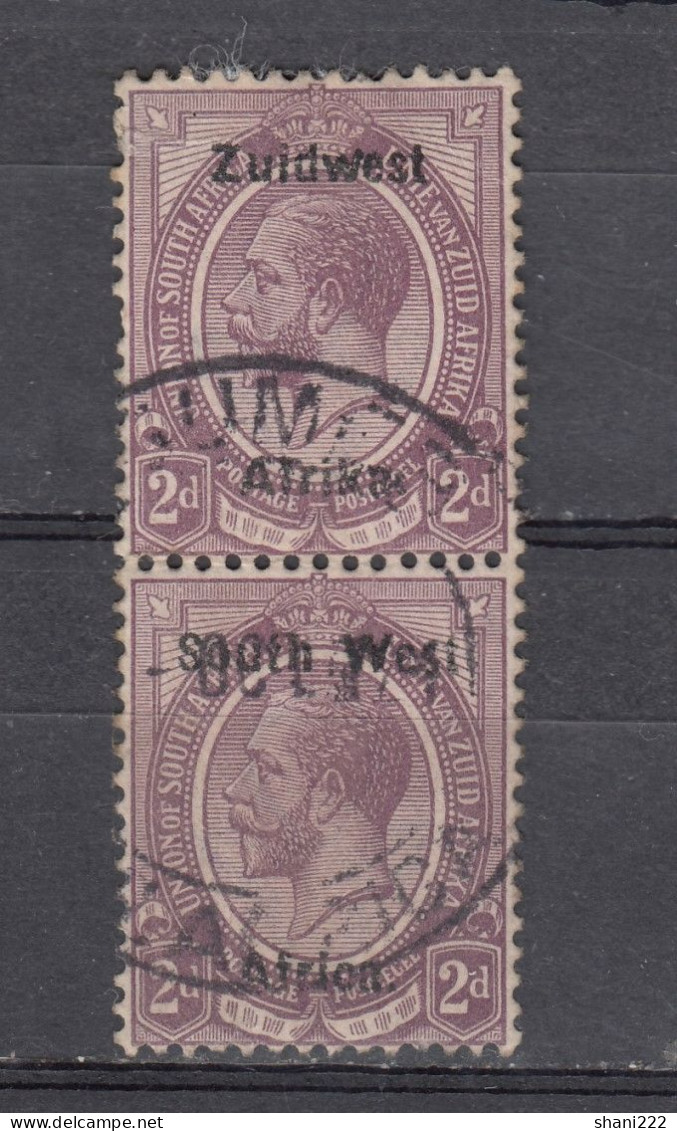 South West Africa 1924 - Overprinted 2d, Vertical Pair 14 Mm Space,  Vf Used (e-734) - Africa Del Sud-Ovest (1923-1990)