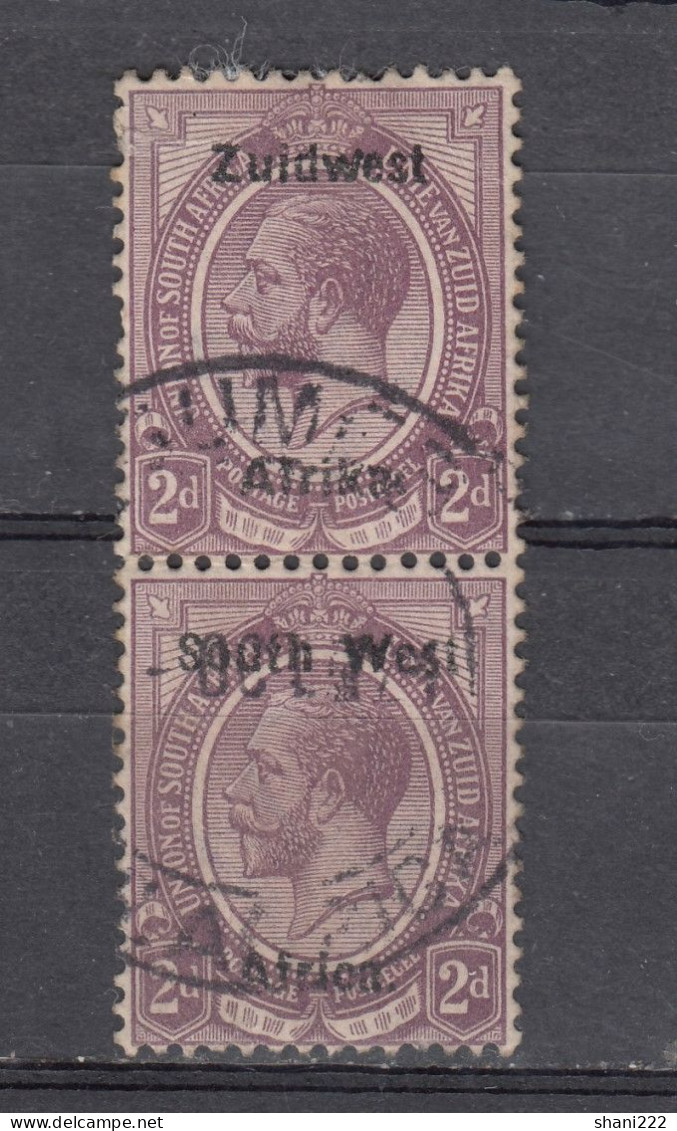 South West Africa 1924 - Overprinted 2d, Vertical Pair 14 Mm Space,  Vf Used (e-734) - Südwestafrika (1923-1990)