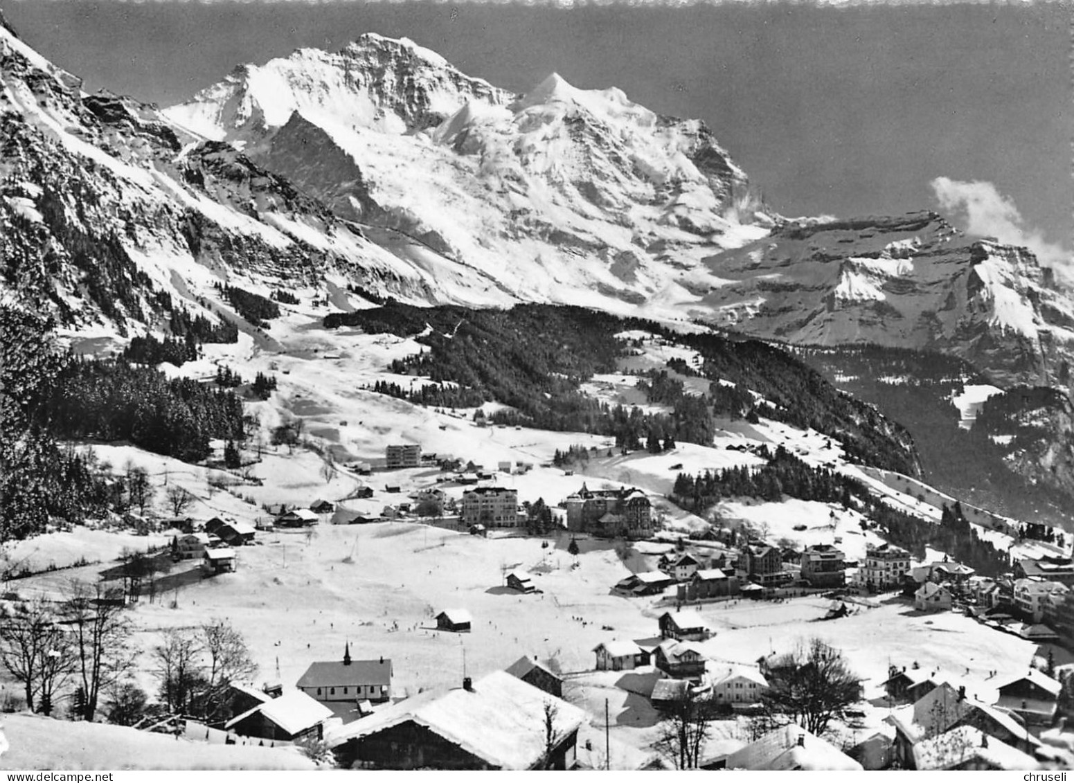 Wengen Fliegeraufnahme Winterkarte Gyger - Wengen