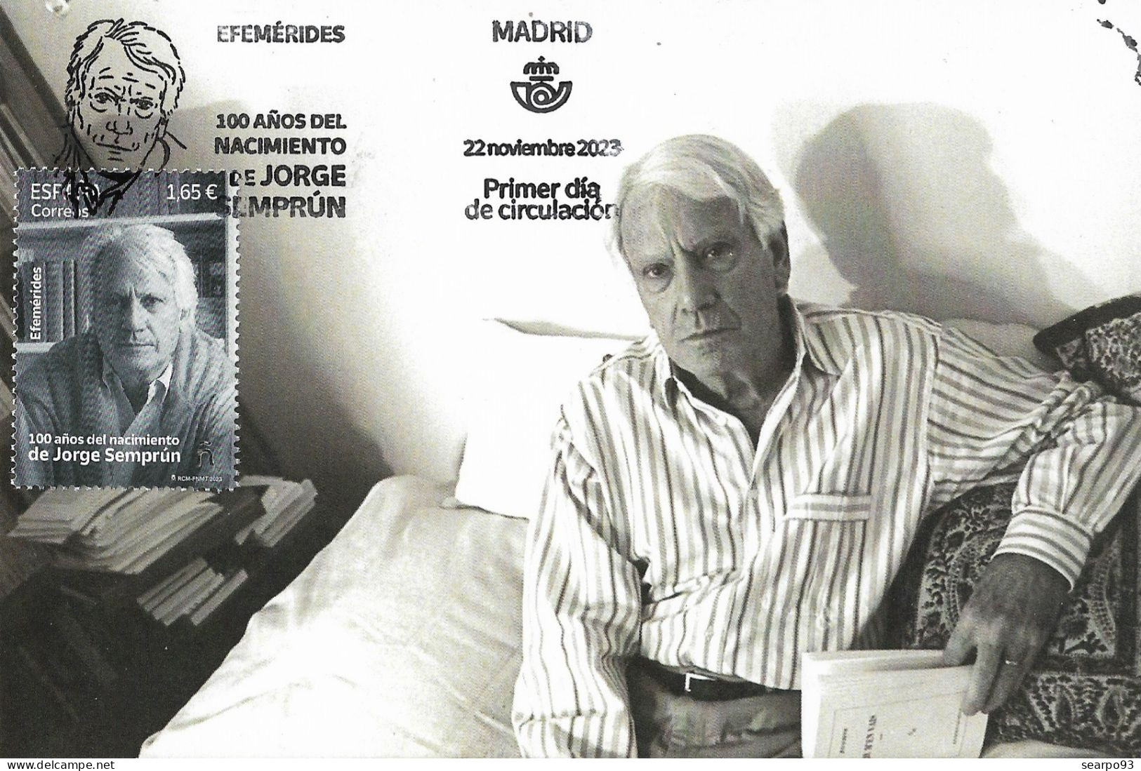 SPAIN. MAXICARD FIRST DAY. WRITER JORGE SEMPRUN. 2023 - Tarjetas Máxima