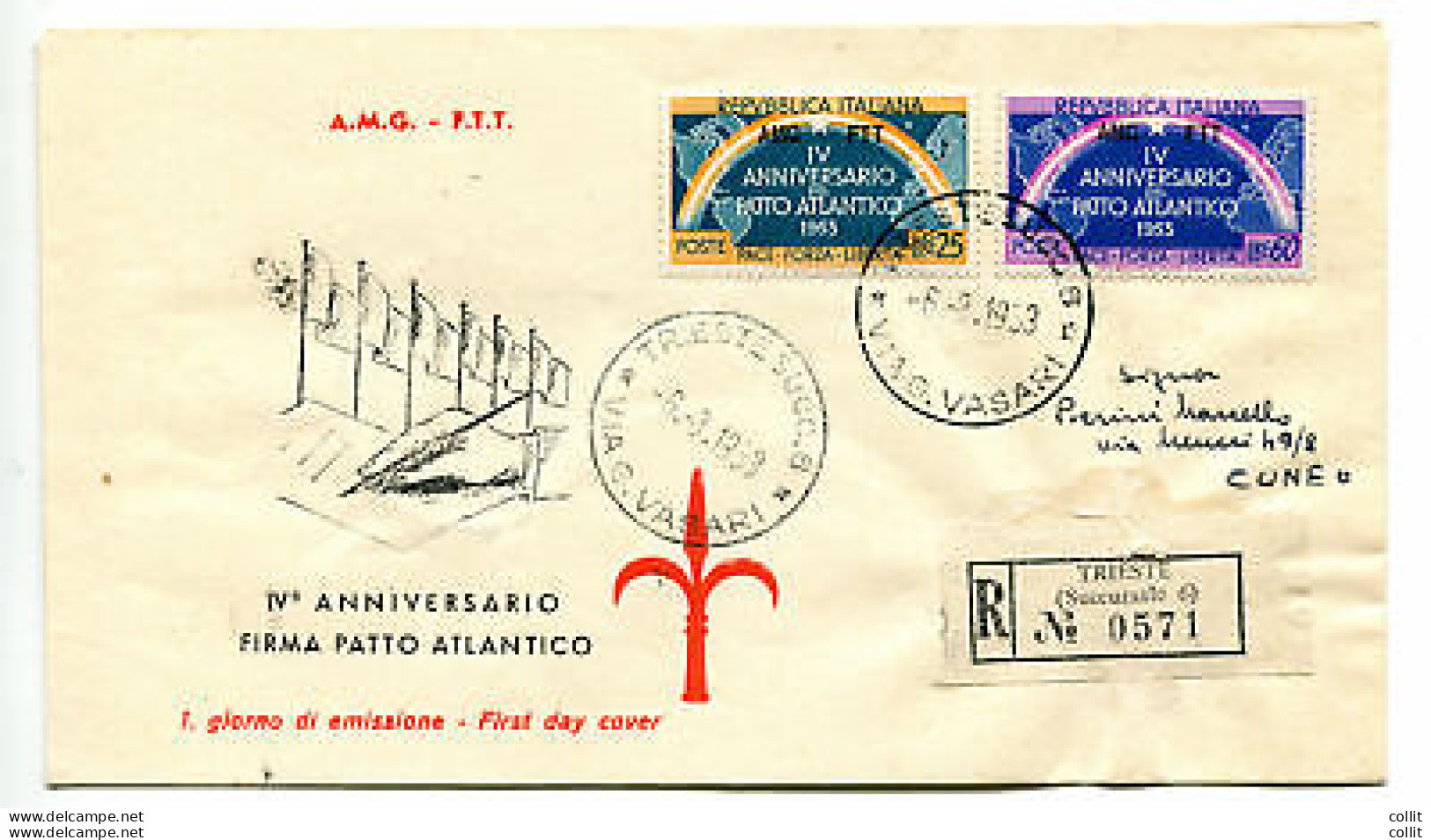 Trieste A - Patto Atlantico Su Busta FDC Racc. - Ungebraucht