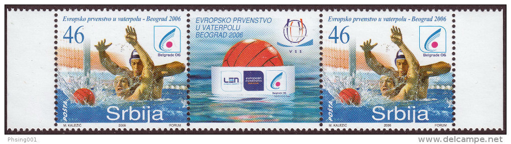 Serbia 2006 European Championship In Water Polo Belgrade Sports, Middle Row MNH - Serbia