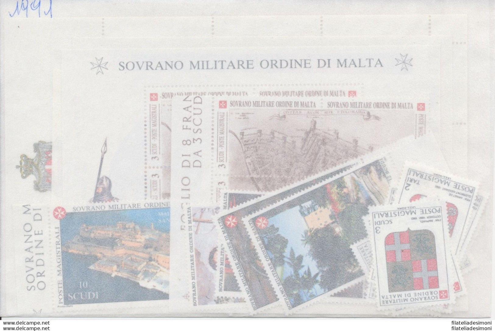 1991  Smom, Annata Completa , Francobolli Nuovi , 24 Valori + 4 Foglietti - MNH* - Malta (la Orden De)