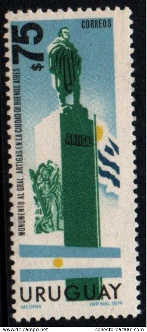 1974 Uruguay Artigas Statue Buenos Aires Argentina Flag And Uruguayan Flag #888 ** MNH - Uruguay