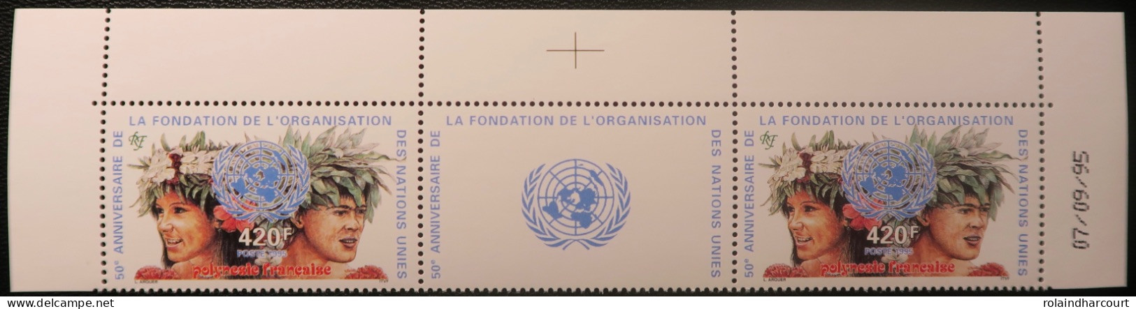 LP3969/492 - POLYNESIE FRANÇAISE - 1995 - O.N.U. - N°493A NEUFS**- HAUT DE FEUILLE + CD - Cote (2024) : 23,00 € - Nuovi