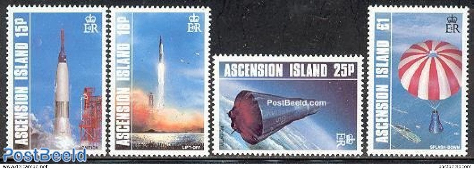 Ascension 1987 Manned Space Flights 4v, Mint NH, Sport - Transport - Parachuting - Ships And Boats - Space Exploration - Parachutting