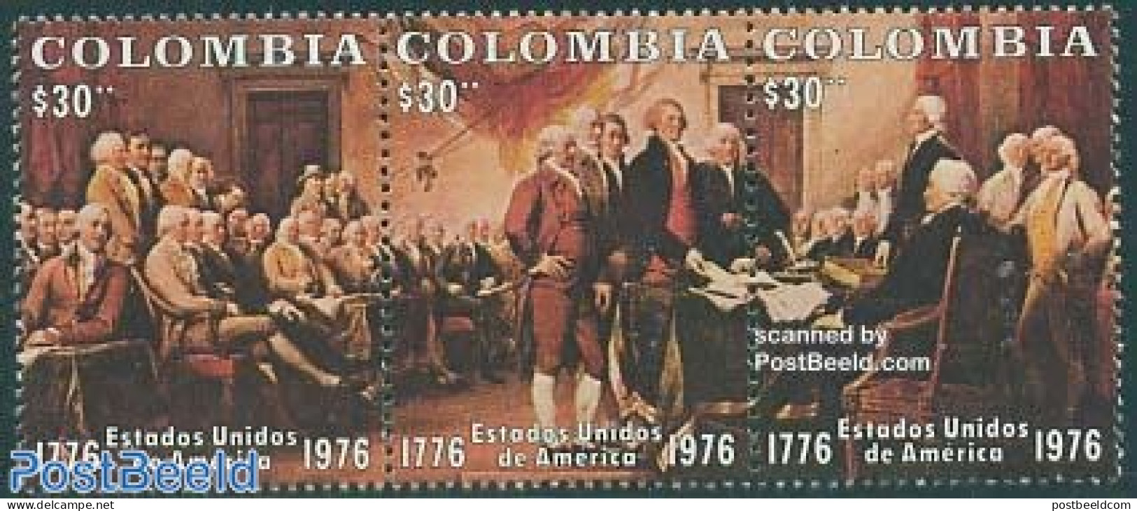 Colombia 1976 US Bicentenary 3v [::], Mint NH, History - History - US Bicentenary - Colombia