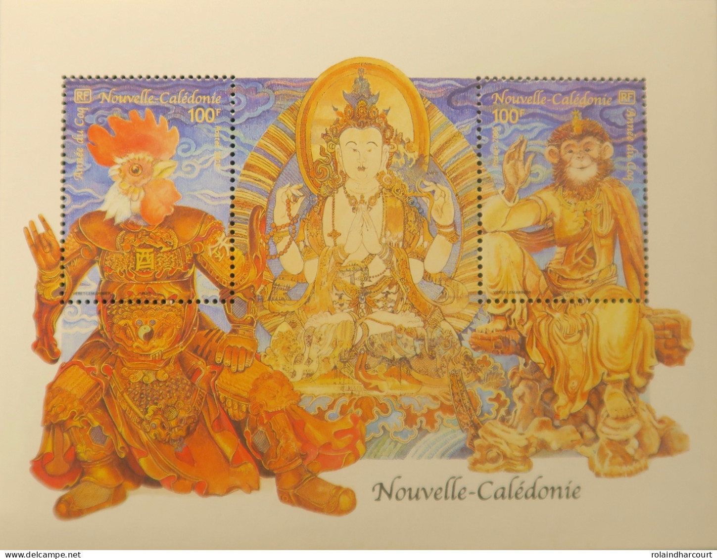 LP3969/493 - NOUVELLE CALEDONIE - 2005 - Année Lunaire Chinoise Du Coq - N°34 BLOC NEUF** - Cote (2024) : 5,00 € - Hojas Y Bloques