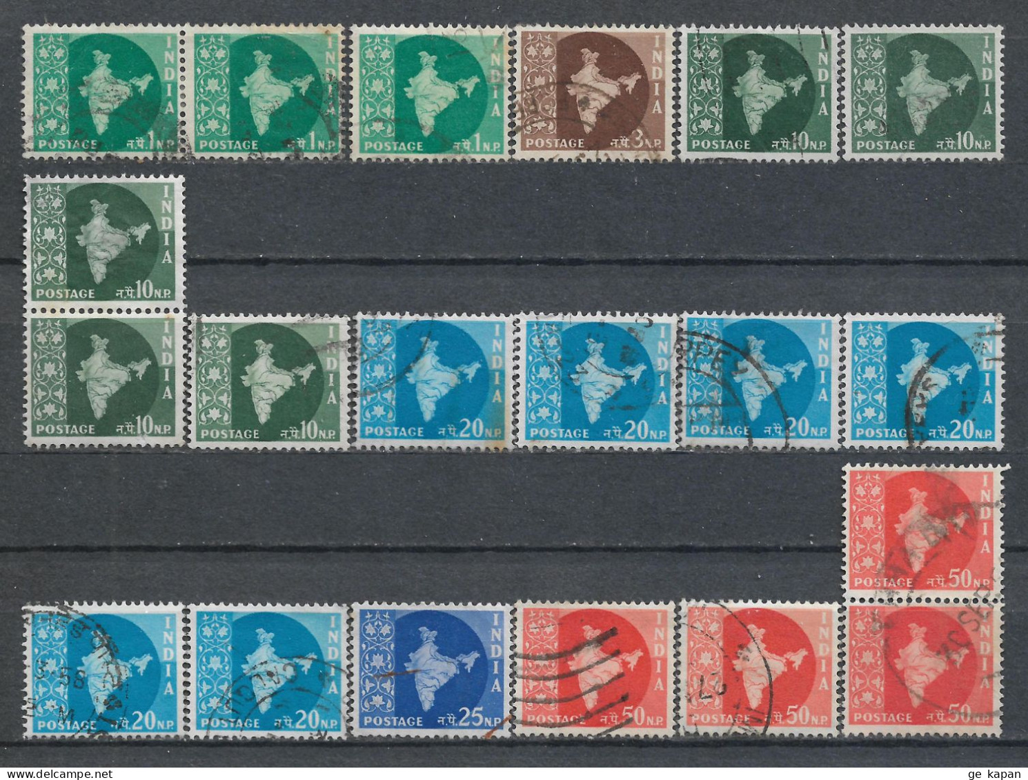 1957 INDIA SET OF 20 USED STAMPS (Michel # 259,261,265,268-270) CV €4.00 - Usati