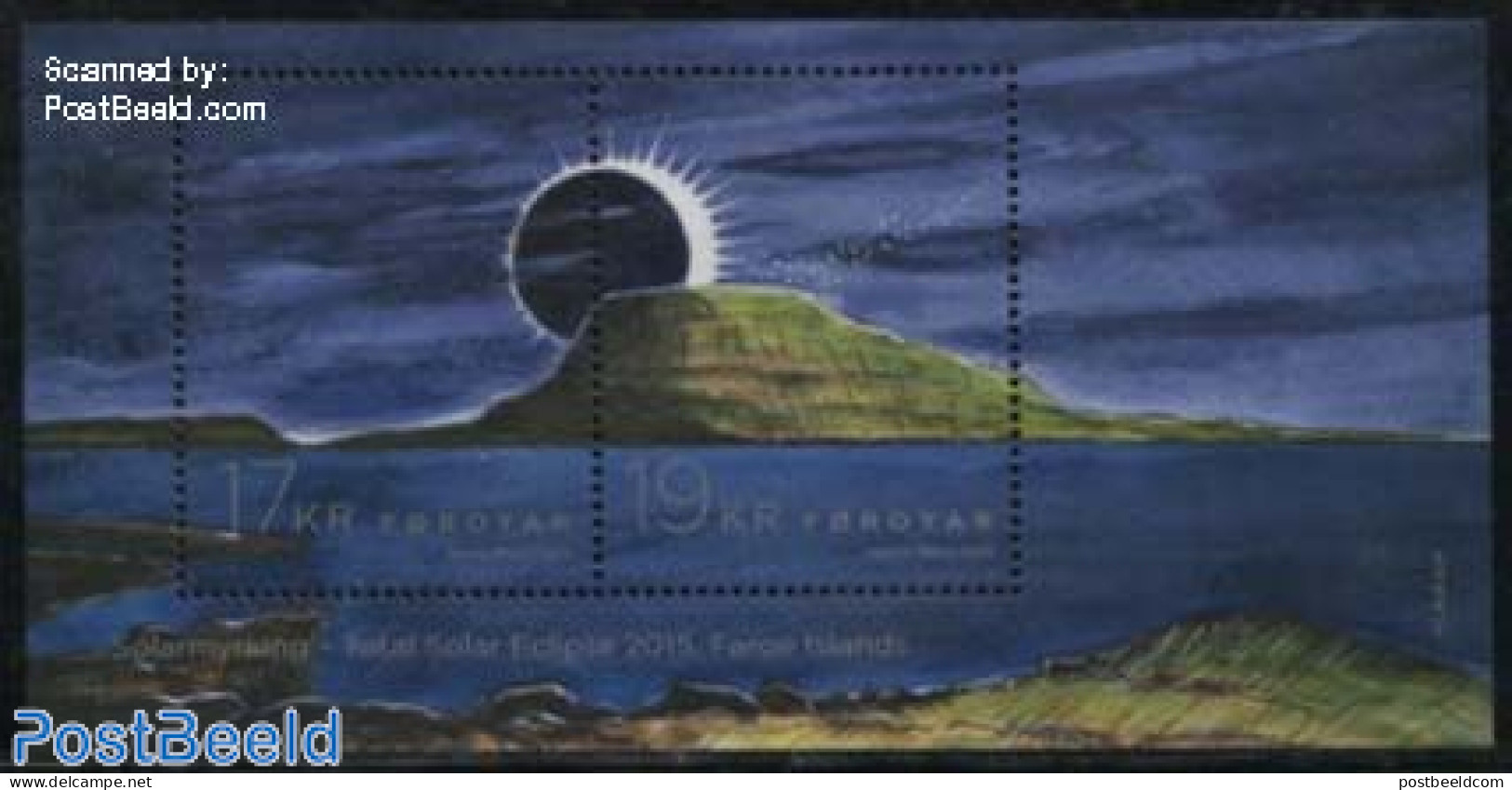 Faroe Islands 2015 Solar Eclipse S/s, Mint NH, Nature - Science - Birds - Astronomy - Art - Paintings - Astrology