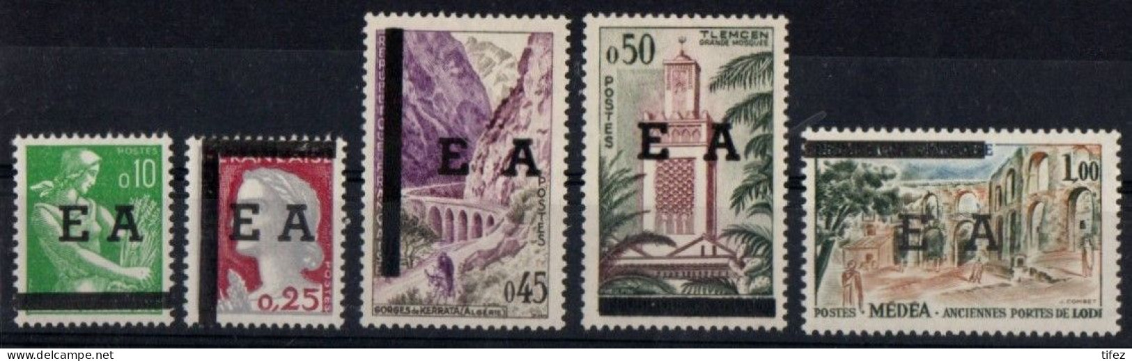 Année 1962-N°359/363 Neufs**Mnh : "EA" Surcharge Typographiques- Série Complète - Algerije (1962-...)