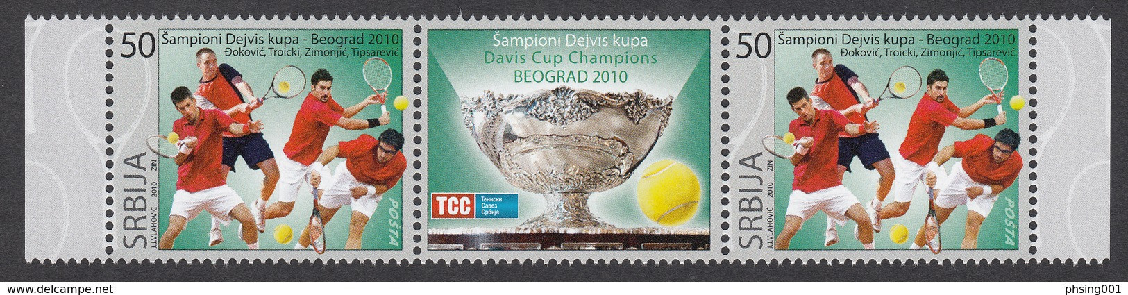 Serbia 2010 Davis Cup Winners Sports Tennis Djokovic, Middle Row MNH - Tenis