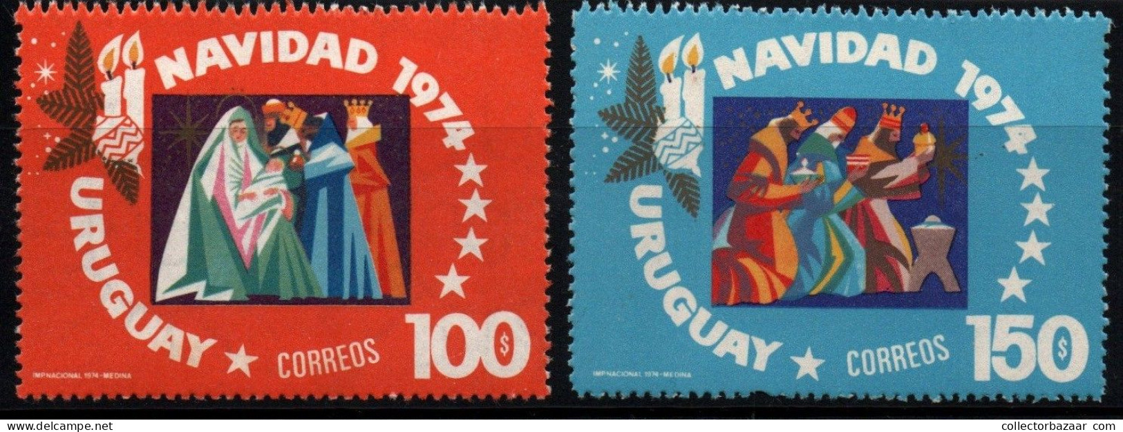 1974 Uruguay Adoration Of The Kings Christmas Religions And Beliefs Celebration #906 - 907 ** MNH - Uruguay