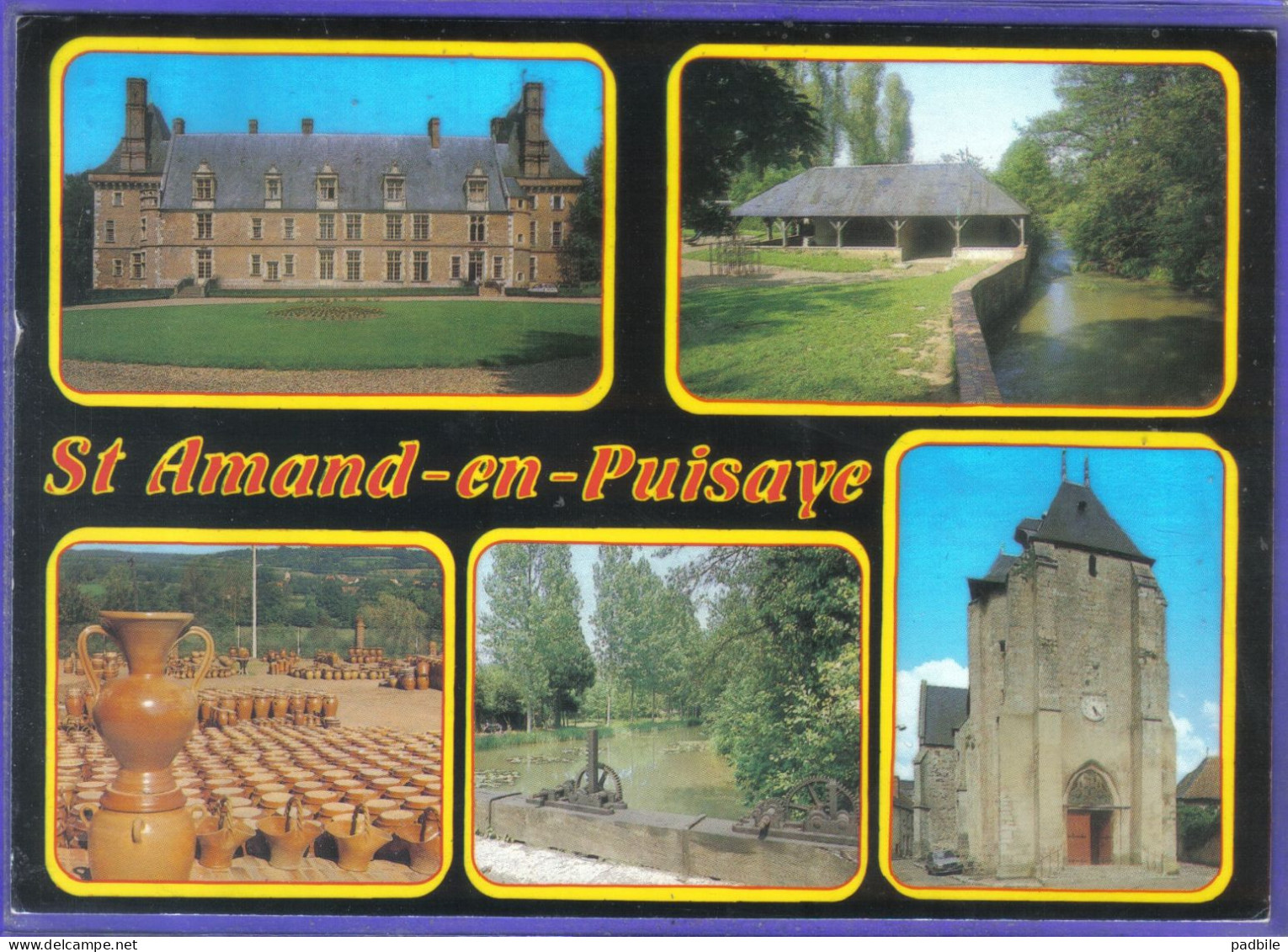Carte Postale 58. Saint-Amand-en-Puisaye Le Poteries Le Chateau Le Lavoir   Très Beau Plan - Saint-Amand-en-Puisaye