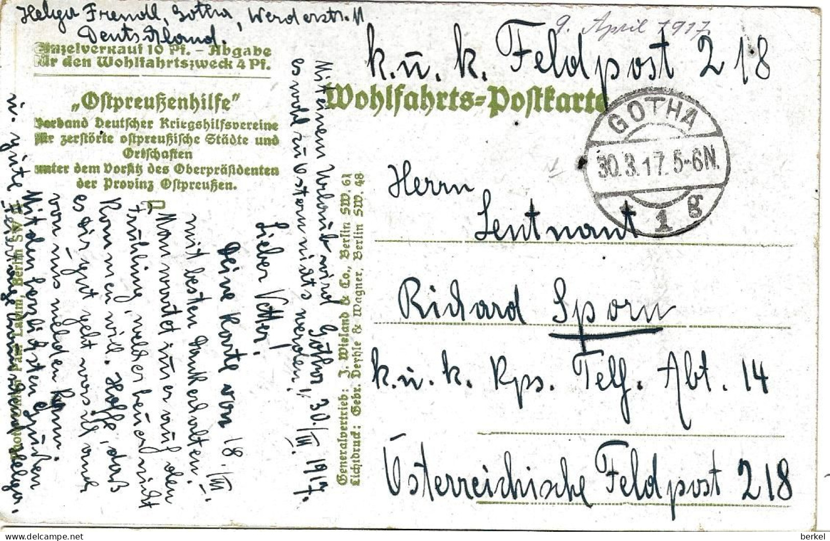 POLEN  OSTPREUSSEN ORTELSBURG FELDPOST 1917 MARKT Nr  1267 D1 - Polen