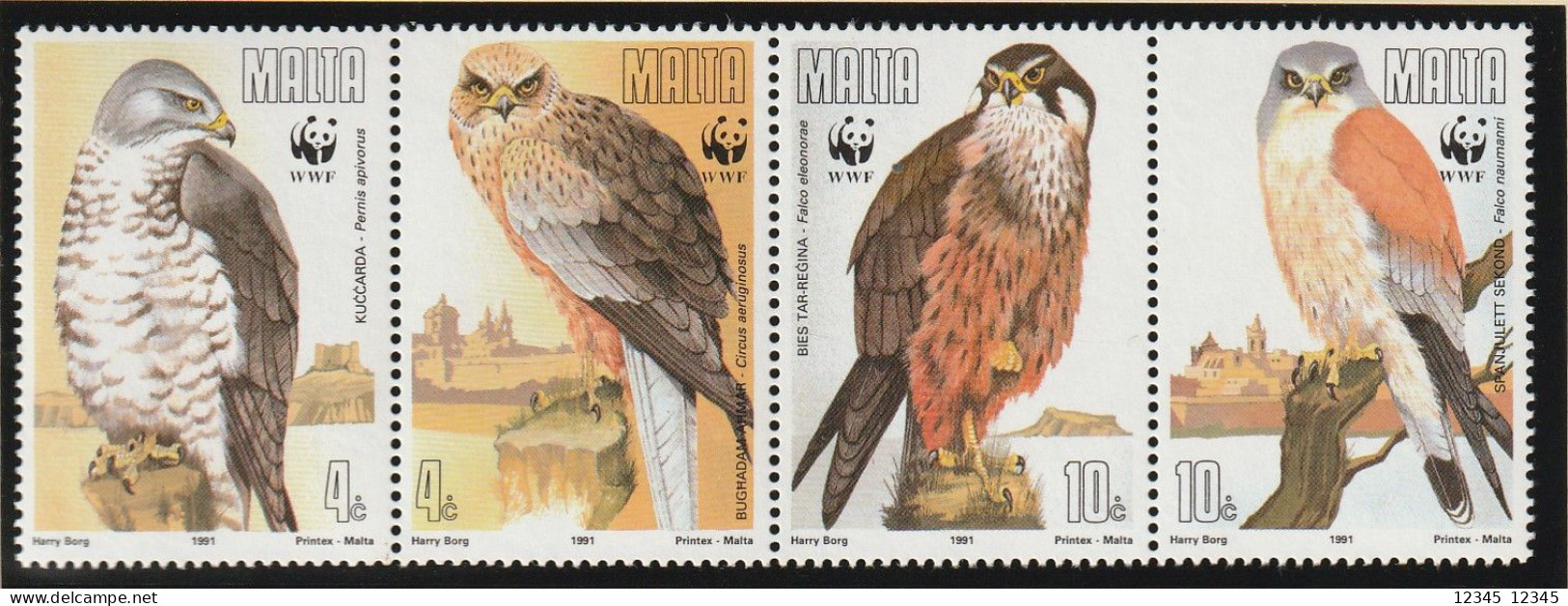 Malta 1991, Postfris MNH, WWF, Birds Of Prey - Malta