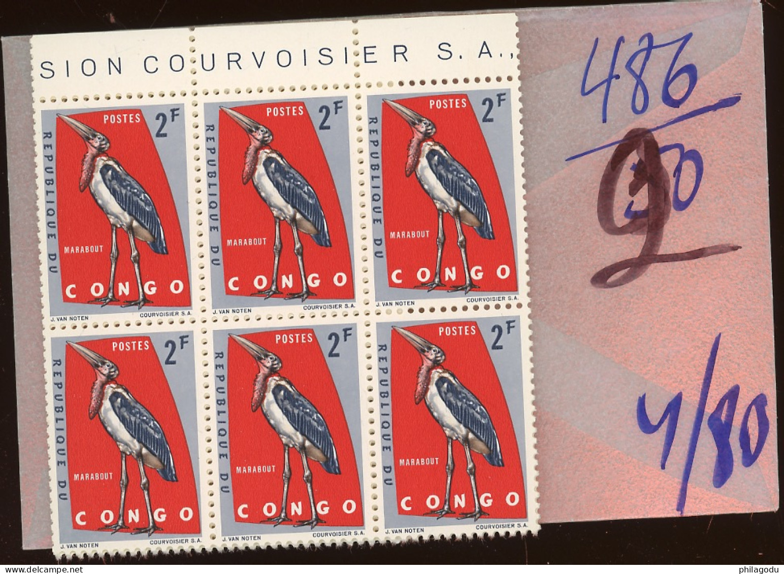 486. Bon 2F Oiseau Marabout   **  Voyez Détail Cote. Prix Pour 10 Timbres - Unused Stamps