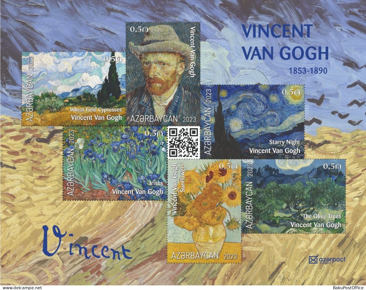 Azerbaijan Stamps 2023 VIncent Van Gogh Painting Paint - Azerbaiján