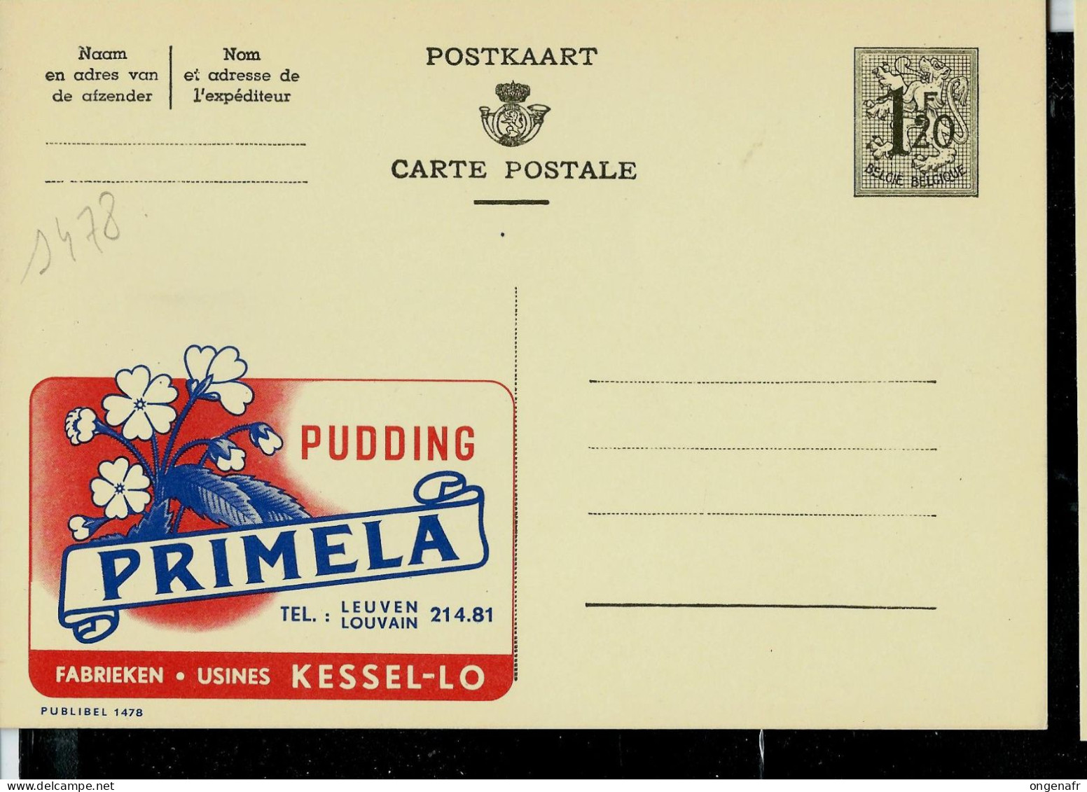 Publibel Neuve N° 1478  ( Pudding PRIMELA - Kessel-Lo) - Publibels