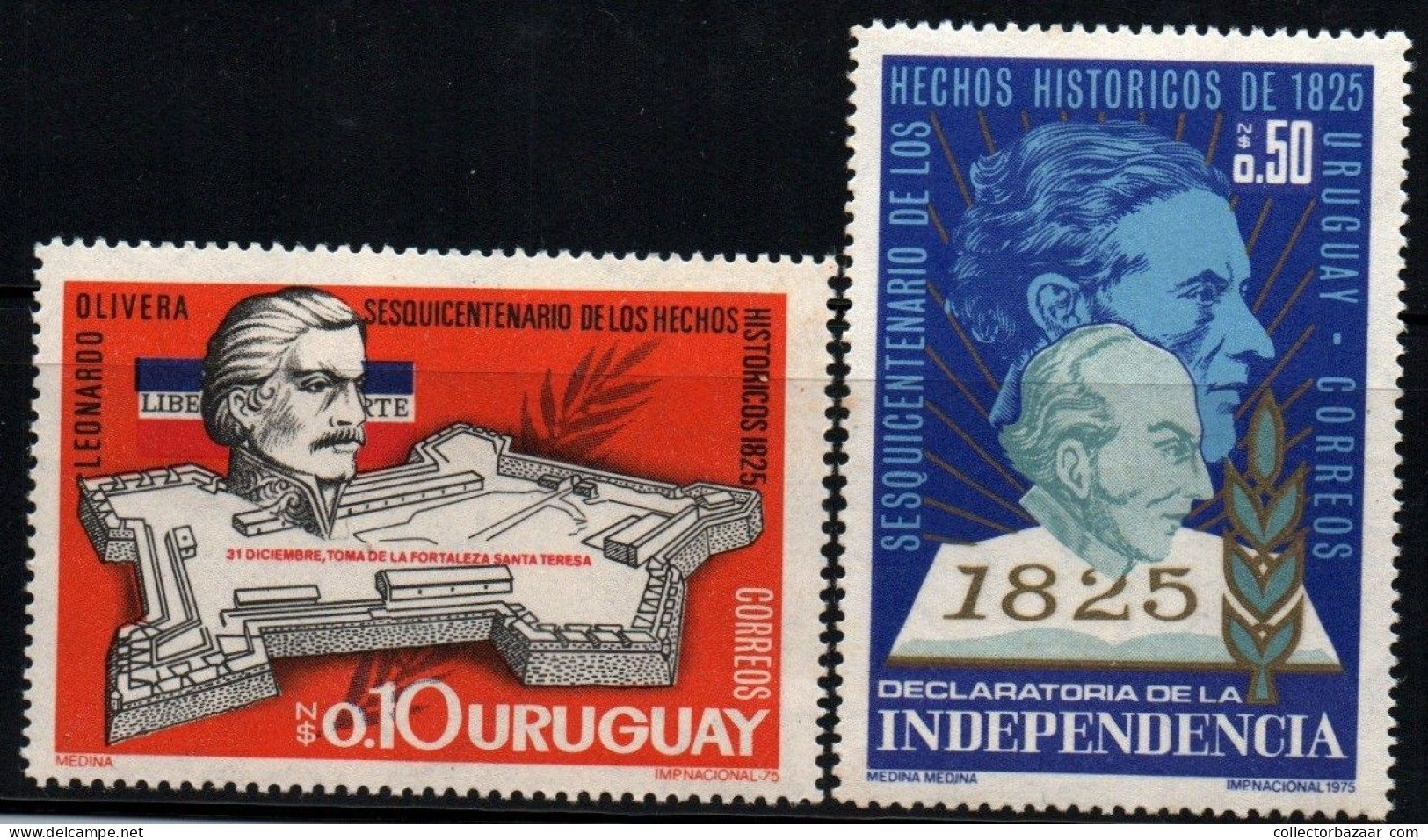 1975 Uruguay Santa Teresa Fort , Declaration Of Independence  #913 - 914 ** MNH - Uruguay