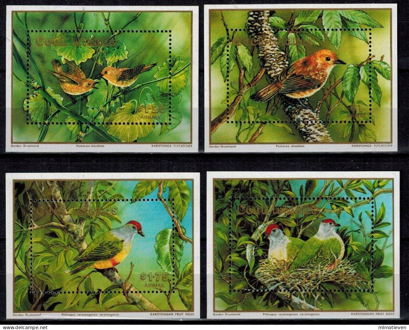 MDB-BK6-309 MINT MDW ¤ COOK ISLANDS 1989 4x BLOCK ¤ WWF BIRDS OF THE WORLD - VÖGEL - BIRDS - VOGELS - OISEAUX - AVES - Sperlingsvögel & Singvögel