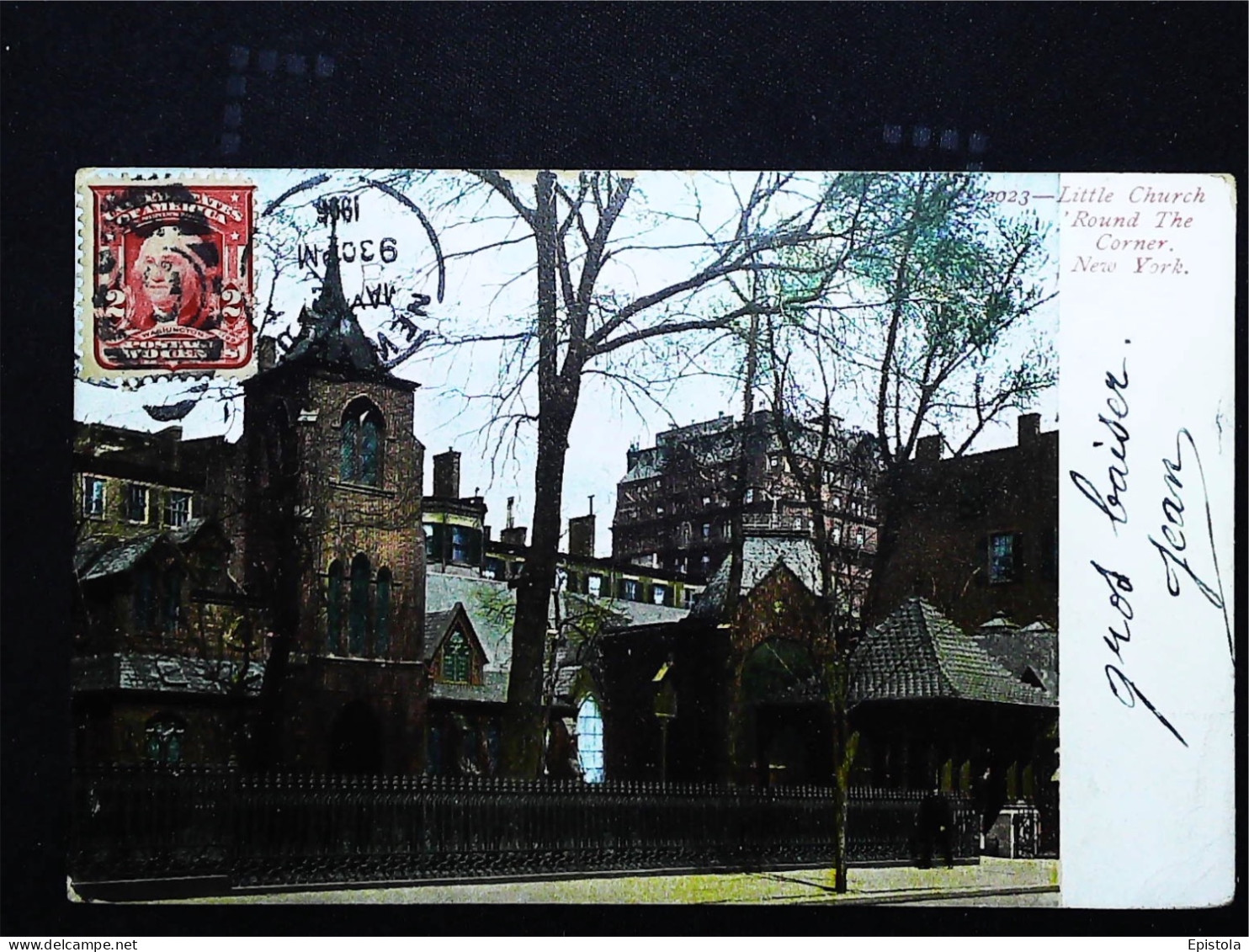 ► LTTLE   CHURCH   Vintage Card 1906 Red Stamp 2c   - NEW YORK CITY - Kerken