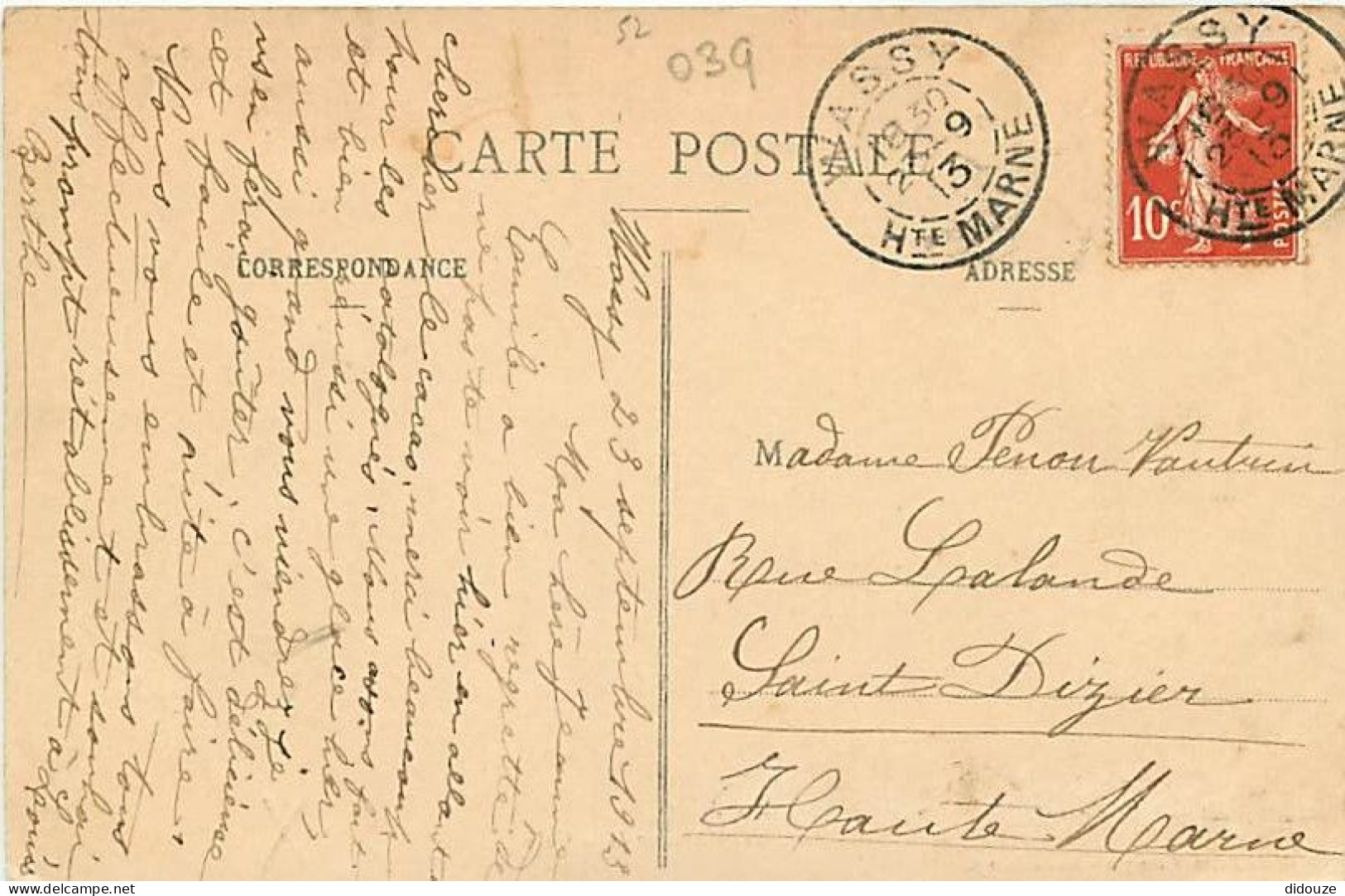 52 - Wassy - Avenue De La Gare - Animée - Correspondance - Oblitération Ronde De 1913 - CPA - Voir Scans Recto-Verso - Wassy