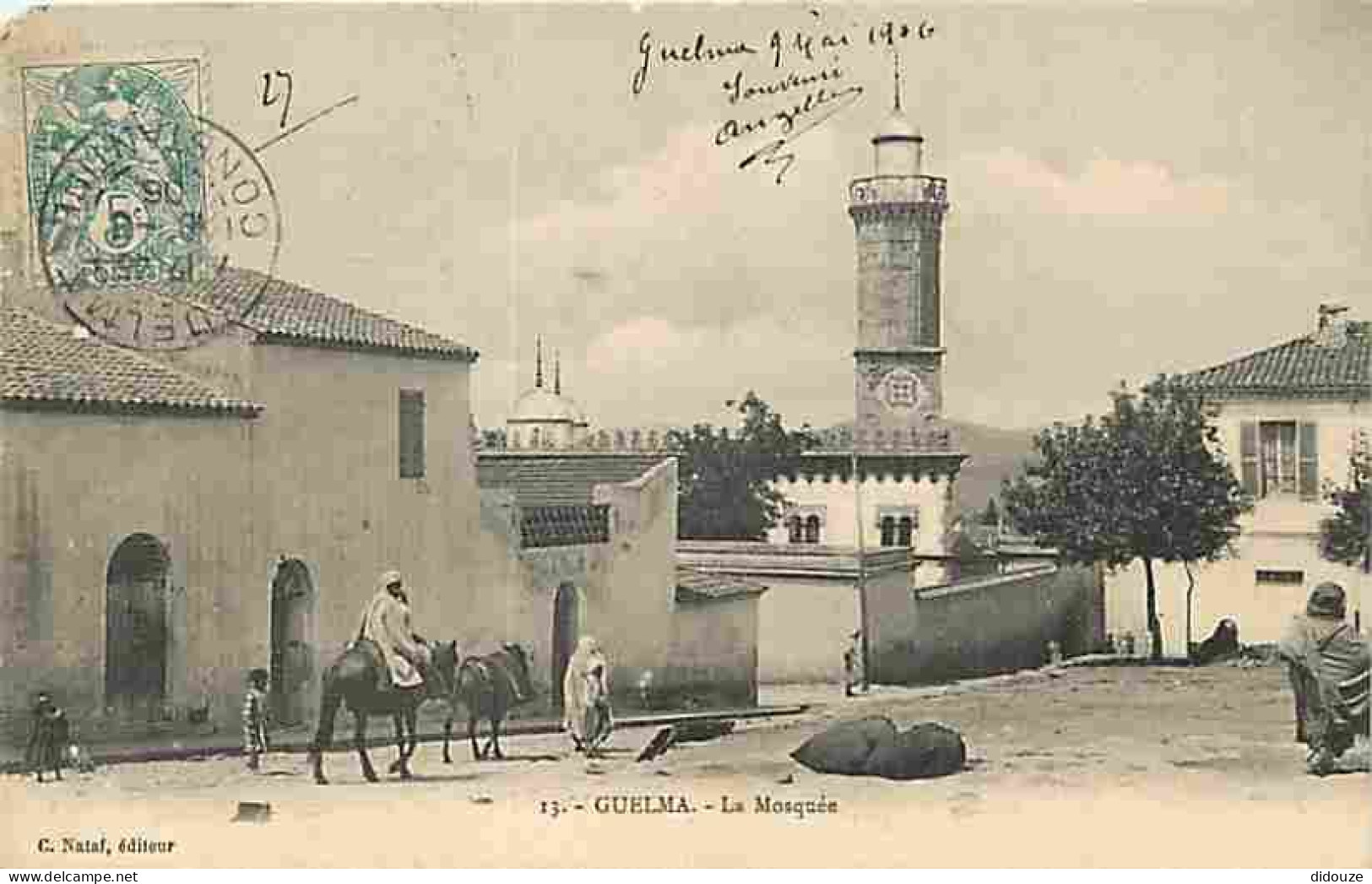 Algérie - Guelma - La Mosquée - Animée - Etat Coin Supérieur Gauche Abimé - CPA - Voir Scans Recto-Verso - Guelma