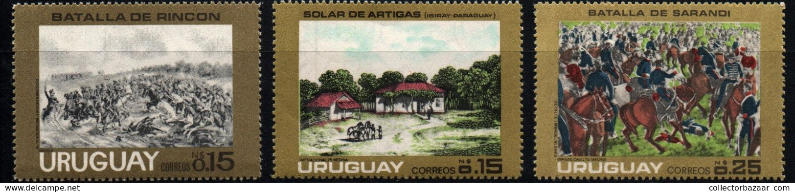 1975 Uruguay Battle Of Rincon By Diogenes Hequet Artiga's Home And Uruguayan Independence  #915 - 917 ** MNH - Uruguay