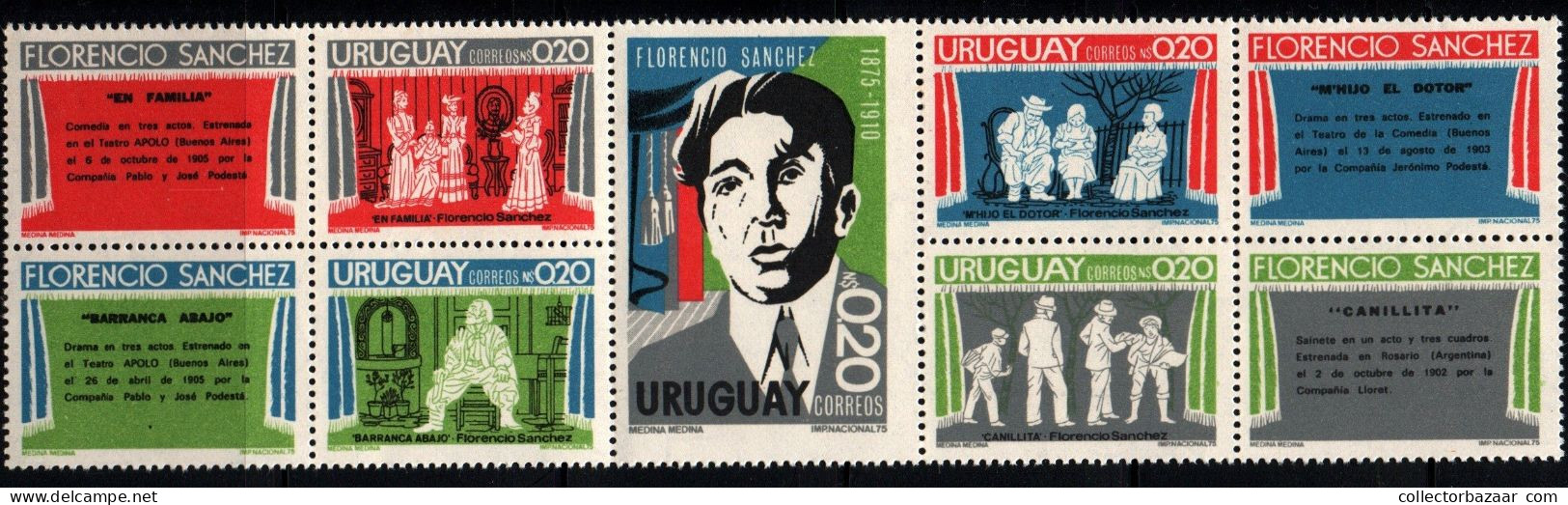 1975 Uruguay Florencio Sanchez Barranca Abajo M'hijo El Doctor Canillita #918 - 922 ** MNH - Uruguay