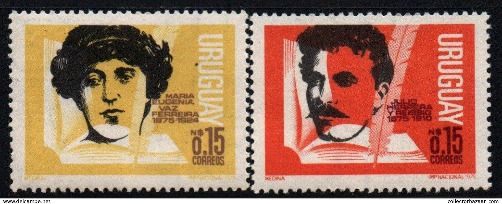 1975 Uruguay Maria Eugenia Vaz Ferreira And Julio Herrera Y Reissig #923 - 924 ** MNH - Uruguay