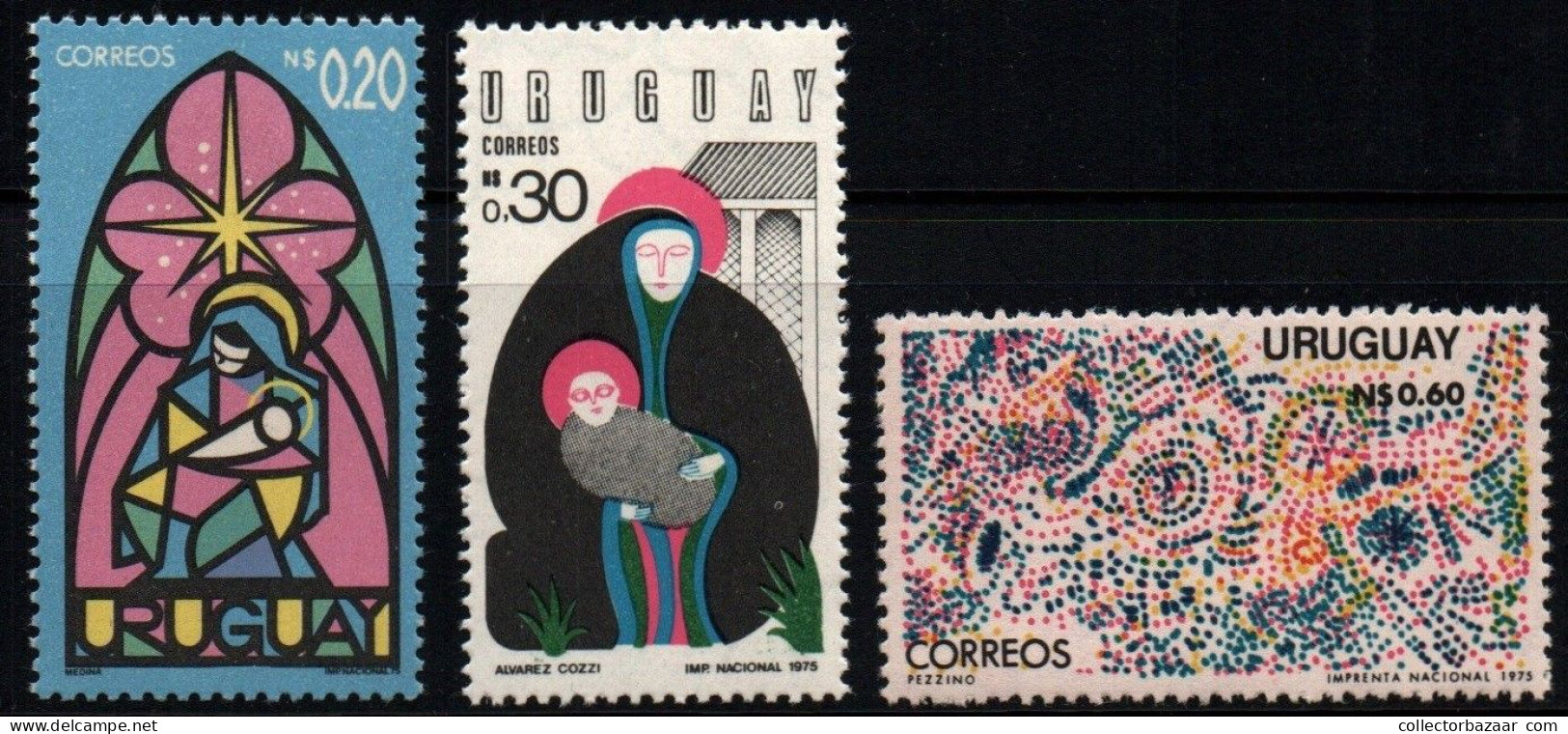 1975 Uruguay Christmas Virgin And Child Fireworks  #925 - 927 ** MNH - Uruguay