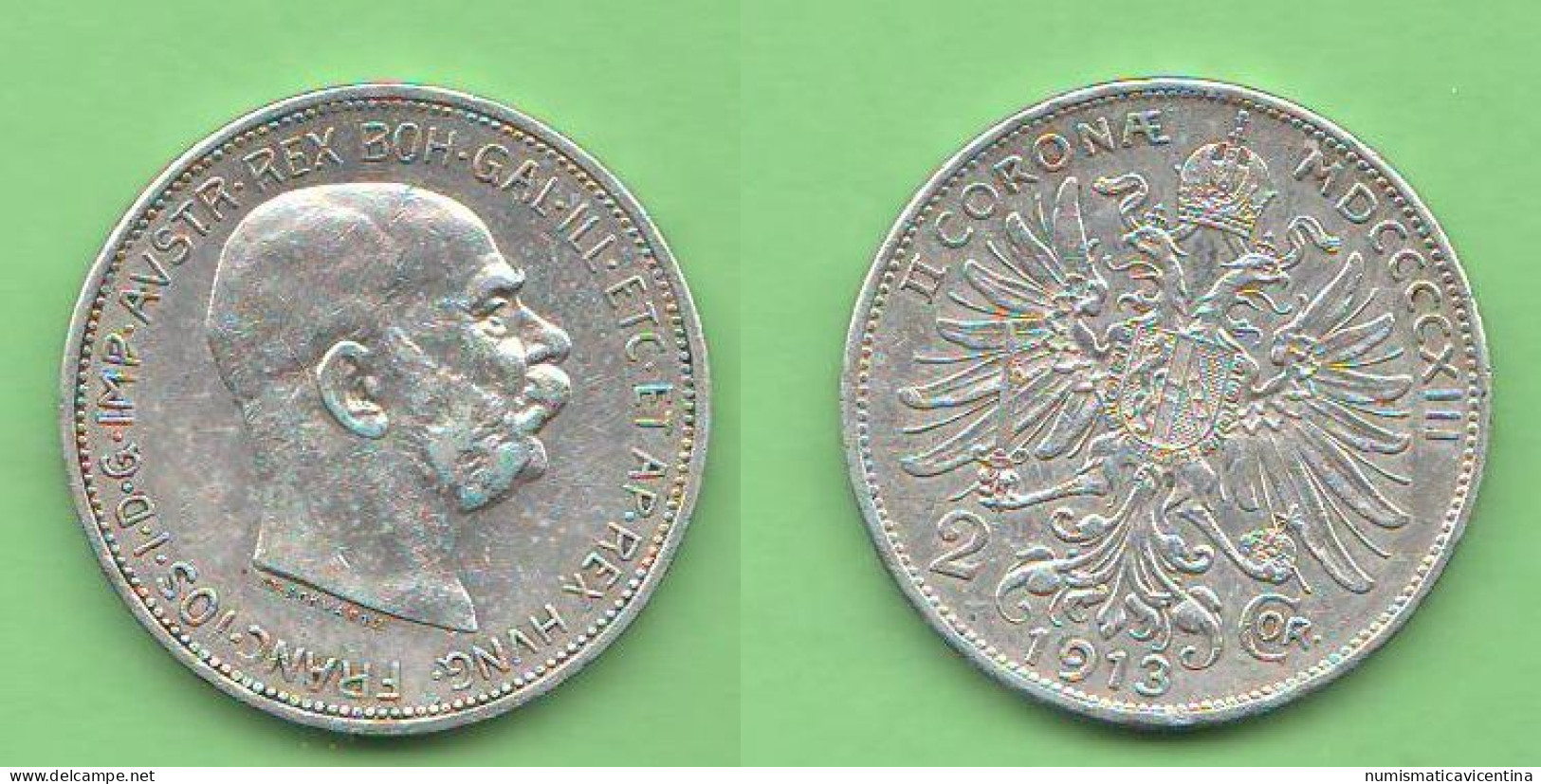 Austria 2 Kronen 1913 Österreich 2 Corona Silber Coin 2 Corone Franz Joseph - Austria
