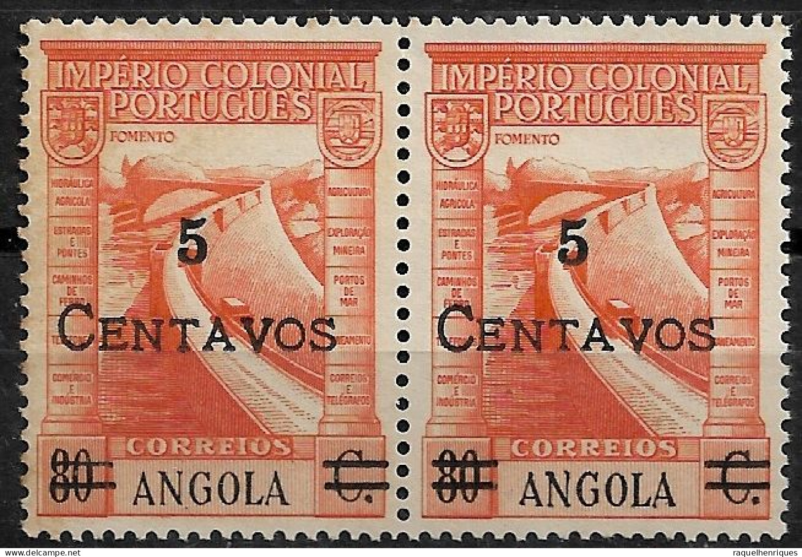 ANGOLA 1945 ISSUE OF 1938 SURCHARGED - PAIR MNH (NP#71-P04-L1) - Angola