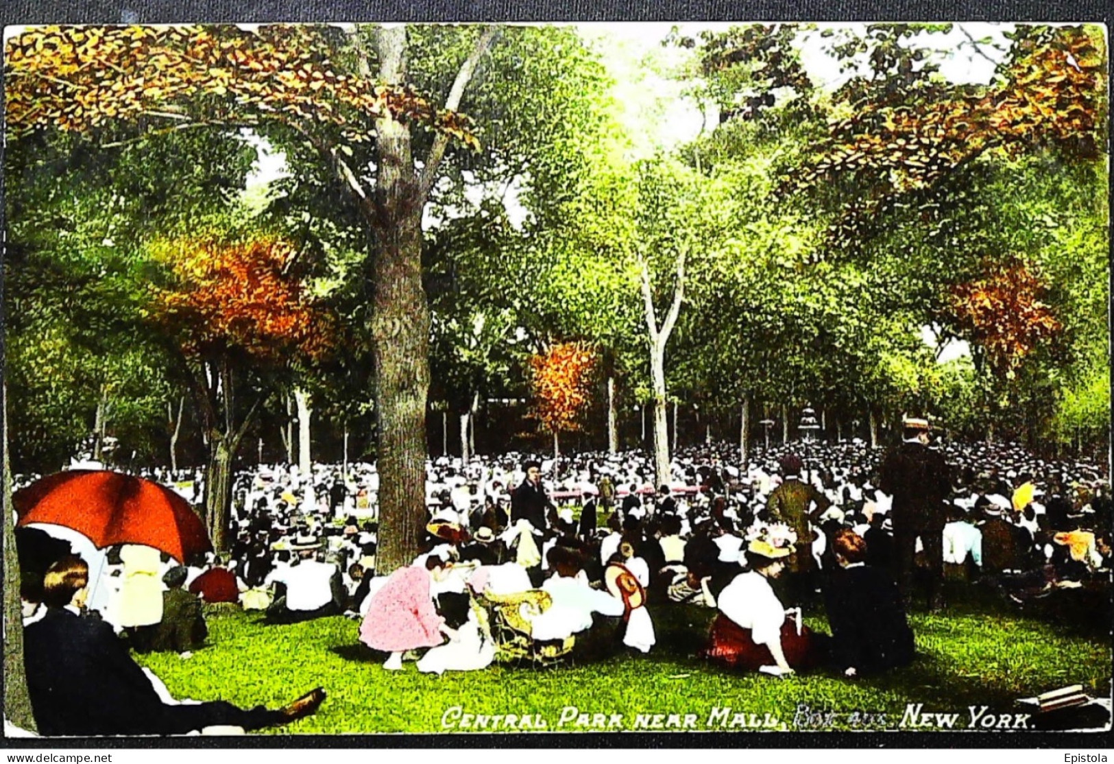 ► CENTRAL PARK Near Mall ANimation Rassemblement    Vintage Card 1910s     - NEW YORK CITY - Central Park