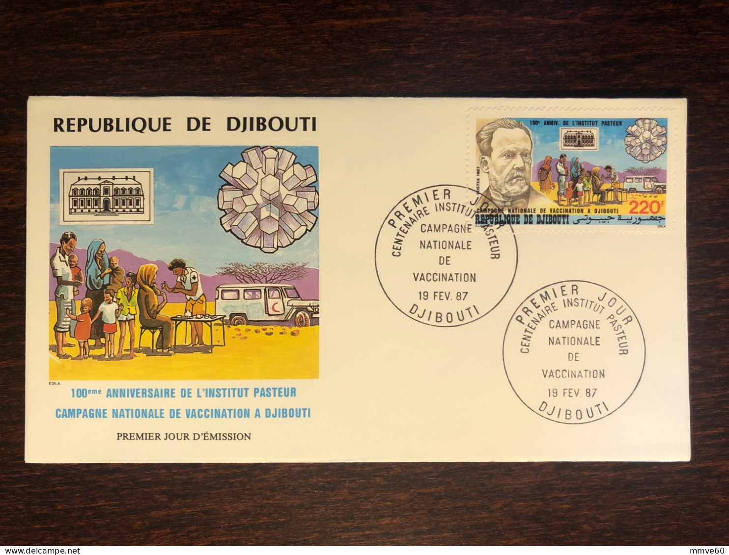 DJIBOUTI FDC COVER 1987 YEAR PASTEUR  HEALTH MEDICINE STAMPS - Djibouti (1977-...)