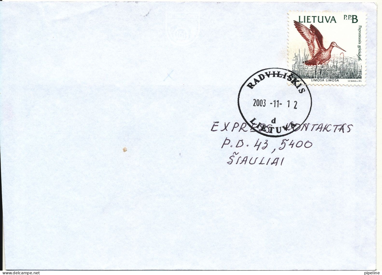 Lithuania Cover Sent To Siauliai Radviliskis 11-12-2003 Single Franked BIRD Stamp - Lithuania